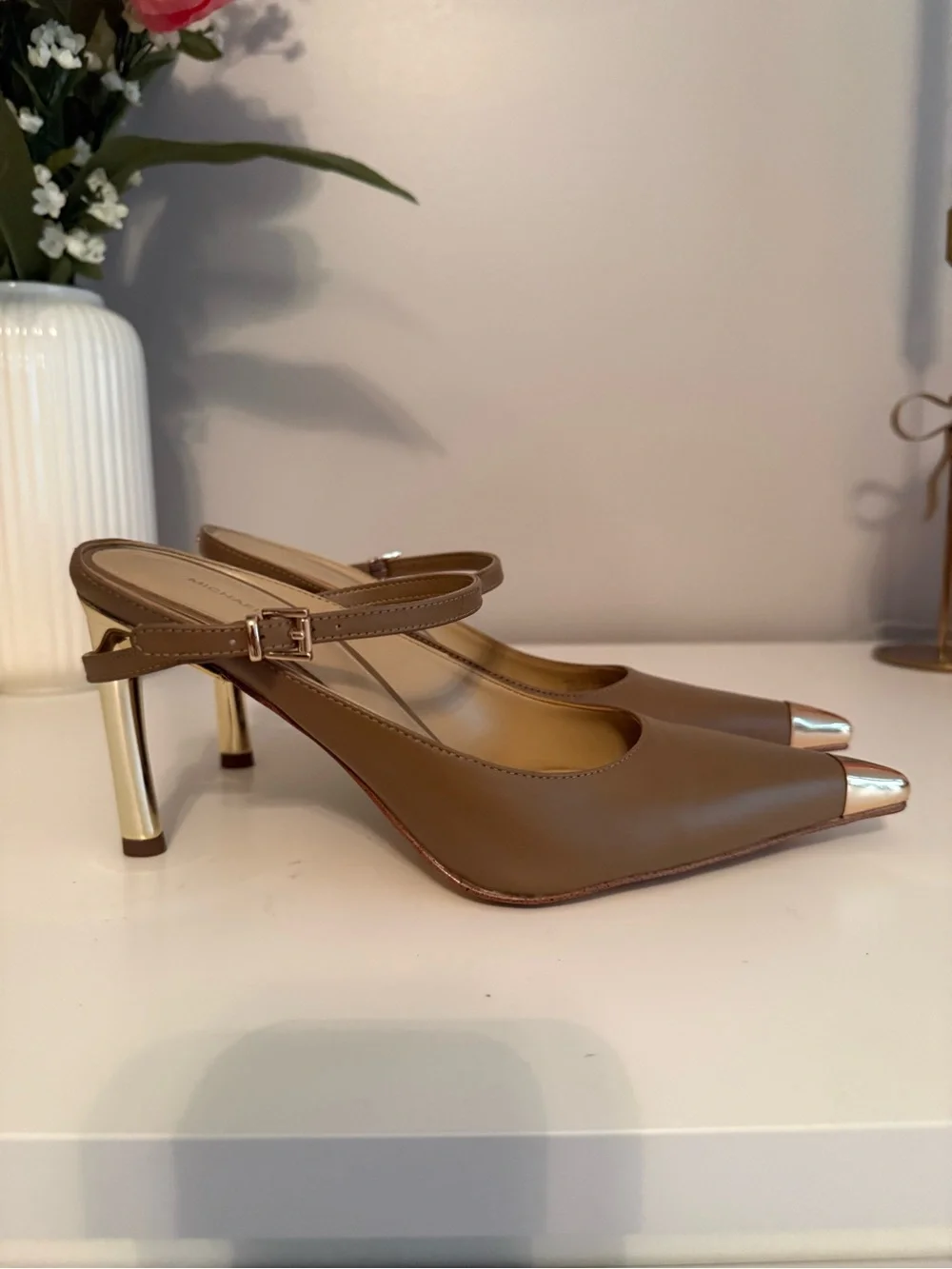 Michael Kors Brown Pointed Toe Slingback Heels